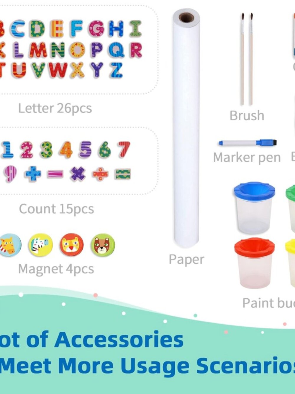 Large Magnetic Drawing Board, Montessori Double-Sided Easel Toy - Picture 10 of 14